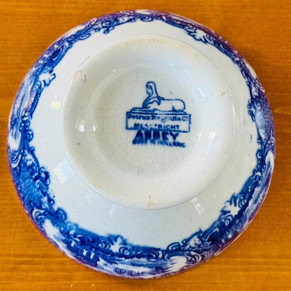RARE Petrus Regout & Co Holland Abbey Pattern Blue Bowl